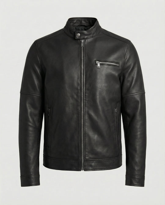 Herren moderne Kunstlederjacke mit Reißverschlüssen R&B