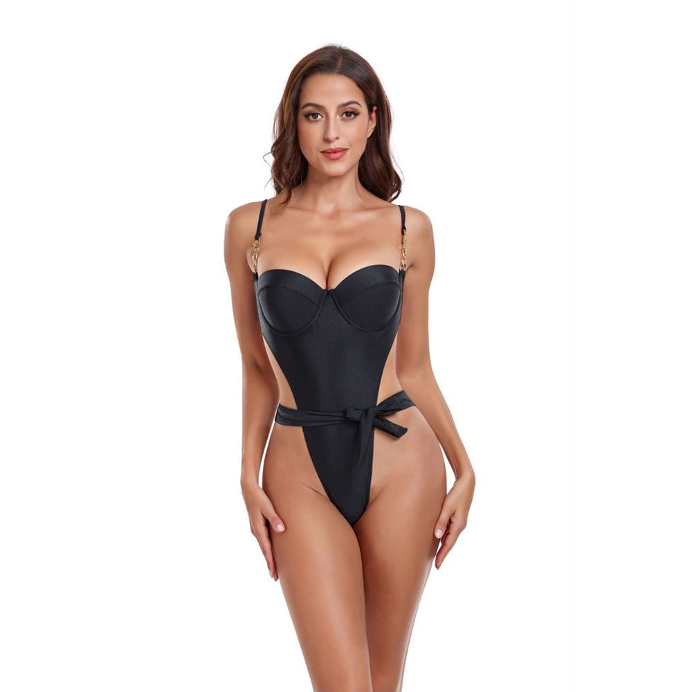Damen Push-Up Badeanzug mit seitlichen Ausschnitten R&B