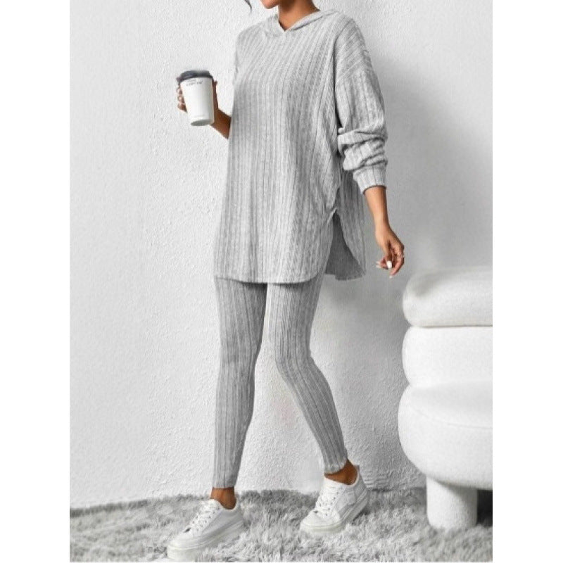 Damen Bequemes Lounge-Set mit Kapuze und schmalen Hosen R&B