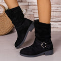 Damen Stiefeletten mit modischem Falten-Design und dekorativem Riemen R&B