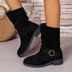 Damen Stiefeletten mit modischem Falten-Design und dekorativem Riemen R&B