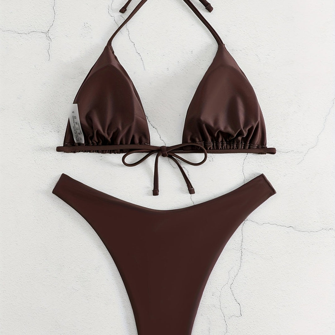 Damen Triangel-Bikini-Set mit gerafftem Design R&B