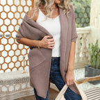 Damen lässiger Strickmantel mit praktischen Taschen und offener Front R&B