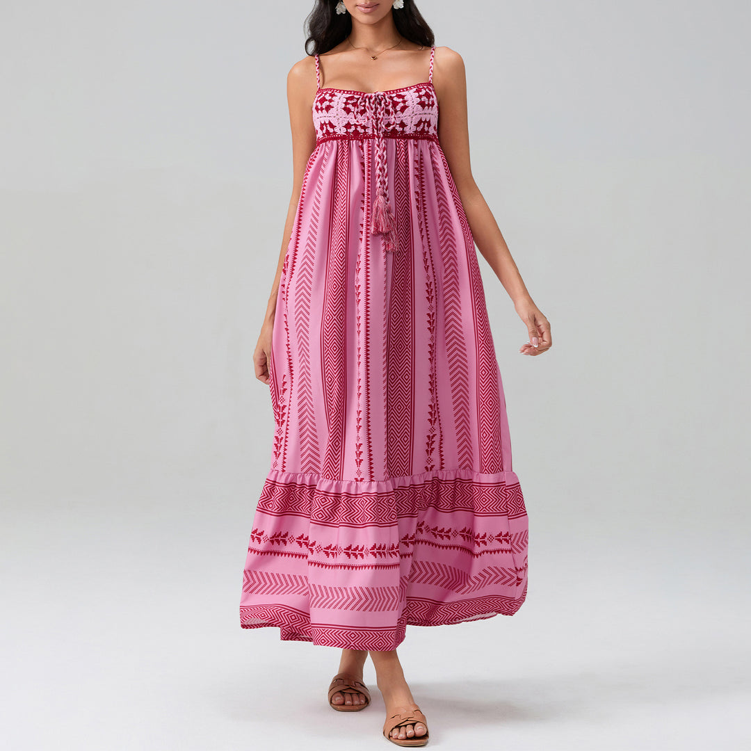 Damen Maxikleid mit raffiniertem Boho-Muster R&B