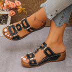 Damen Plateau-Sandalen mit modischem Riemendesign und eleganten Schnallen R&B