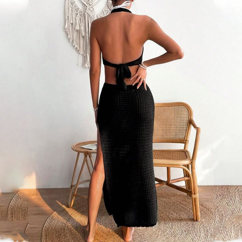 Damen elegantes Häkelkleid mit tiefem Ausschnitt R&B