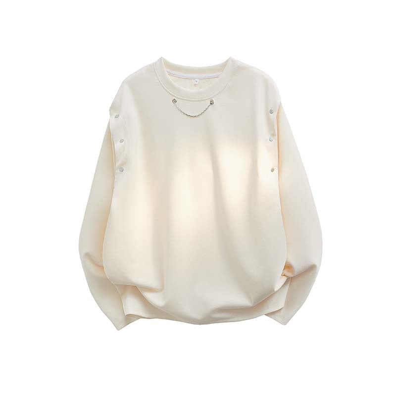 Damen trendiger Oversized Pullover mit dekorativen Knopfdetails