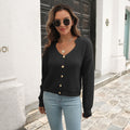 Damen Strickjacke mit Knopfverschluss und V-Ausschnitt R&B