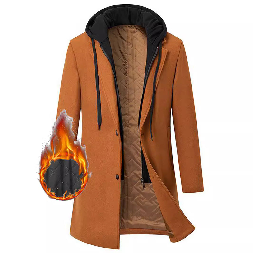 Damen eleganter Mantel mit abnehmbarer Kapuze und sportlichen Akzenten R&B