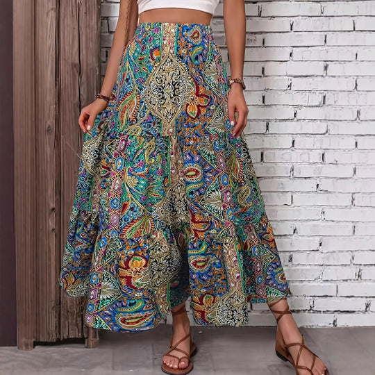 Damen Maxirock mit asymmetrischem Schnitt und floralem Design R&B
