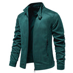 Herren nan Velourslederjacke mit Stehkragen, schmaler Passform und Reißverschlusstaschen R&B