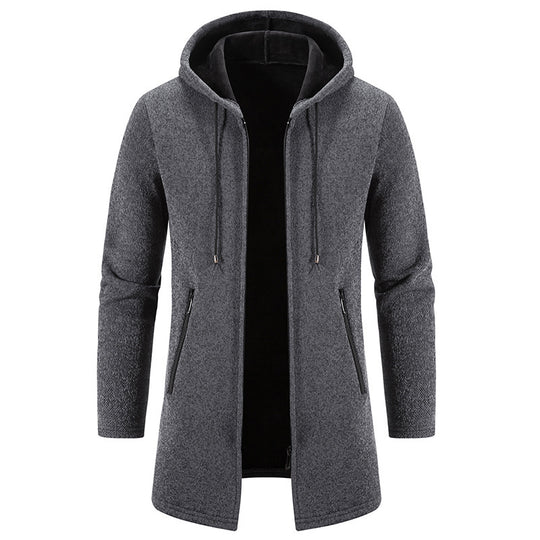 Herren praktische und stilvolle Fleecejacke mit Kapuze und Reißverschlusstaschen R&B