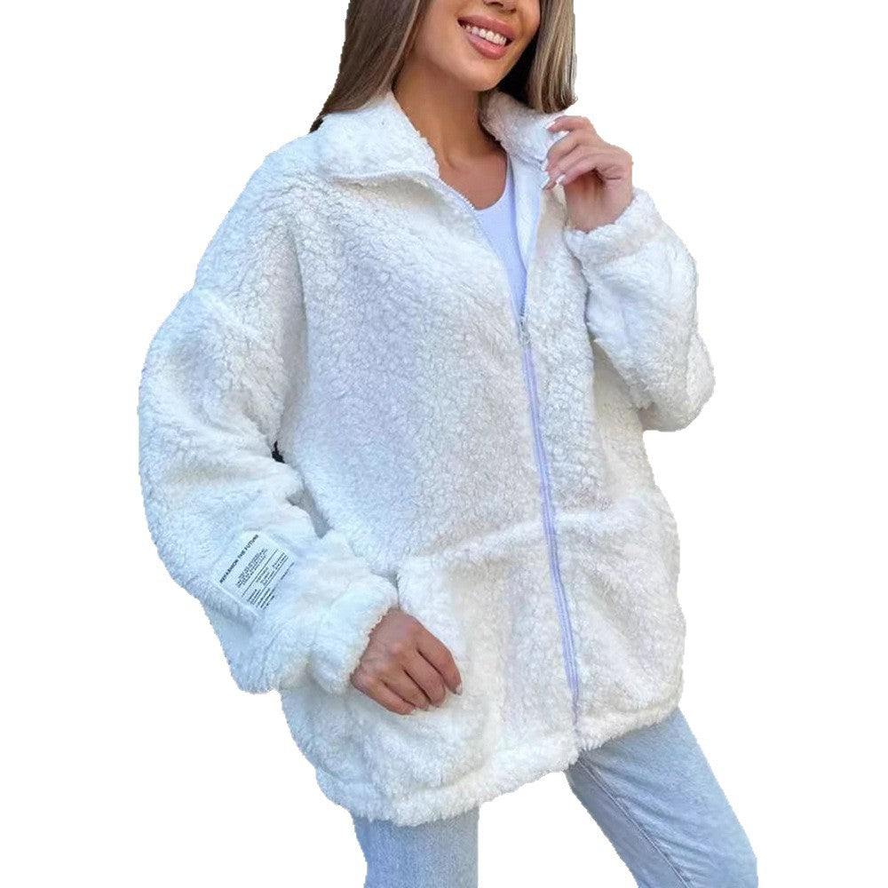 Damen Kuschelige Fleecejacke mit hohem Kragen und praktischen Taschen R&B