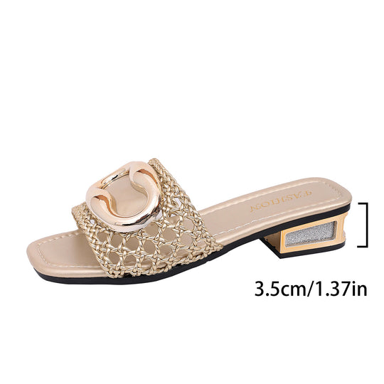 Damen Offene Mules mit geflochtenem Riemendesign R&B