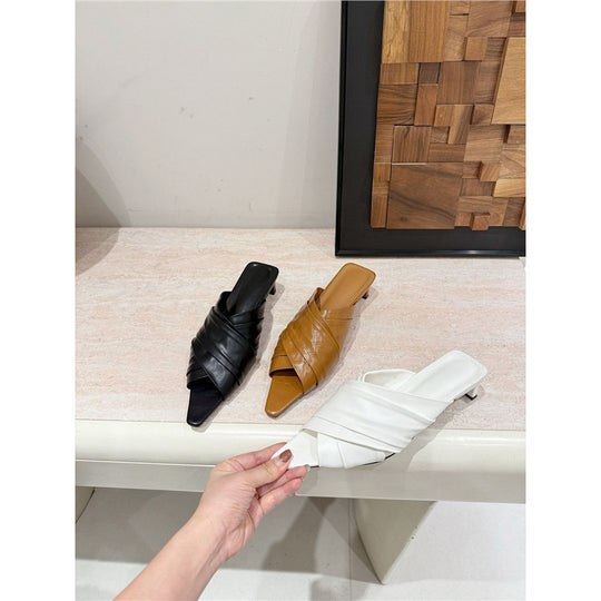 Damen elegante Mules mit geschwungenem Riemendetail R&B
