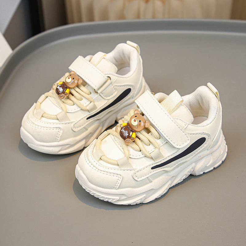 Damen Sportliche Kinder Sneakers mit praktischem Klettverschluss und tierischen Applikationen