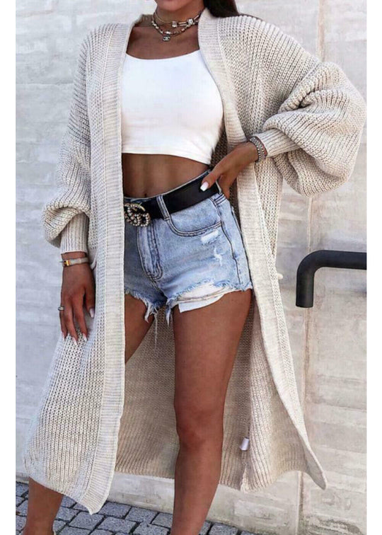 Damen Langstrickjacke mit grober Maschenstruktur und praktischen Taschen R&B