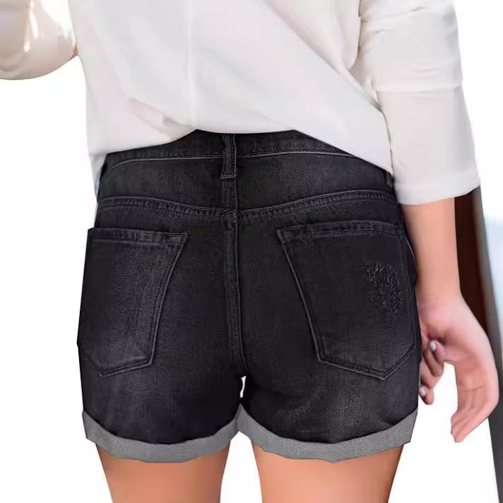 Damen Jeansshorts mit modischen Rissdetails und lässigem Schnitt R&B