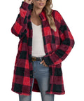 Damen Fleecejacke mit Karomuster und praktischen Taschen