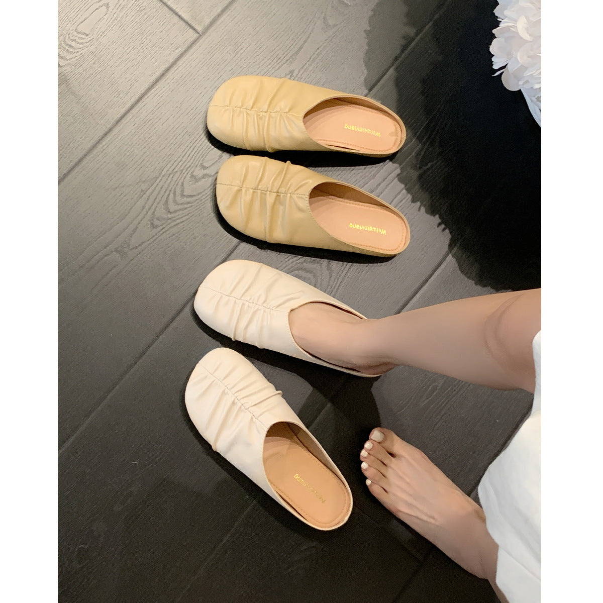 Damen Ballerinas mit modischem Faltendesign und komfortabler Innensohle