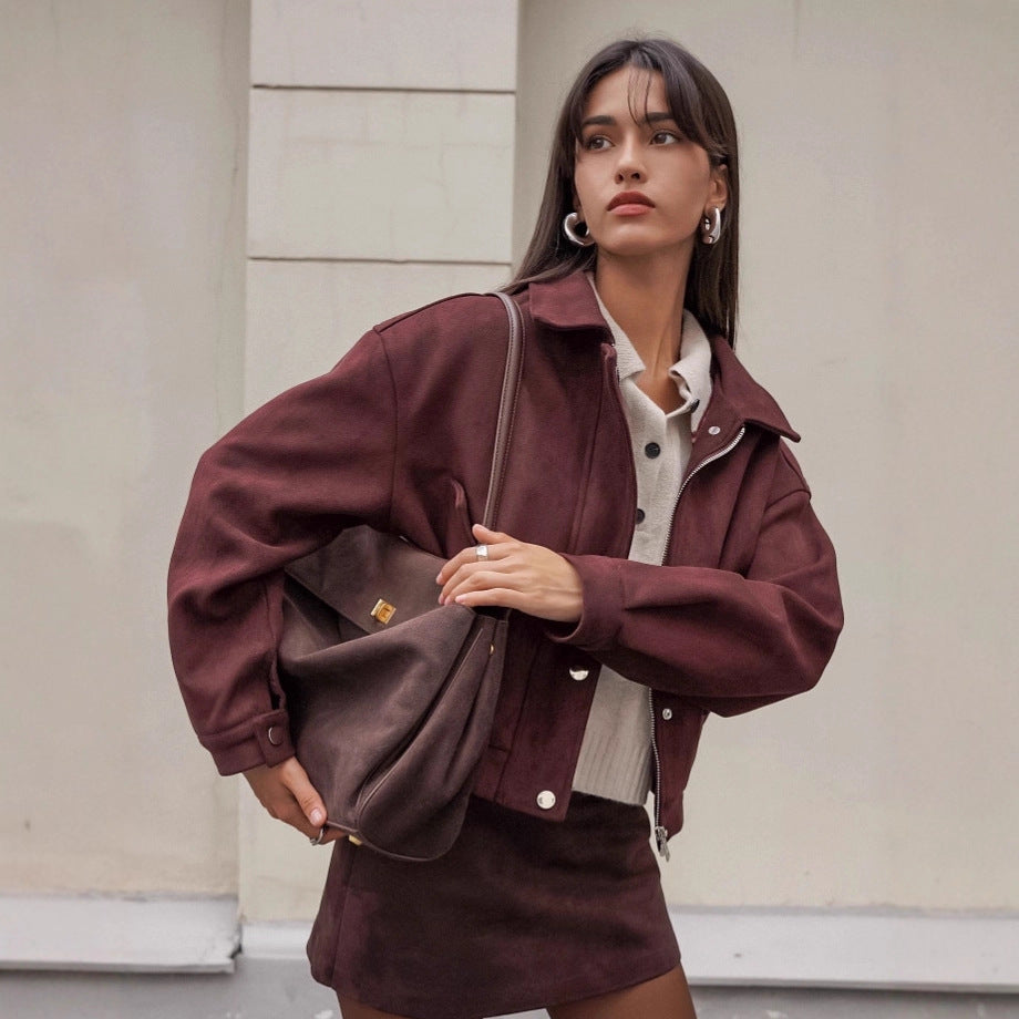 Damen Kunstlederjacke mit modernem Schnitt und praktischen Taschen R&B