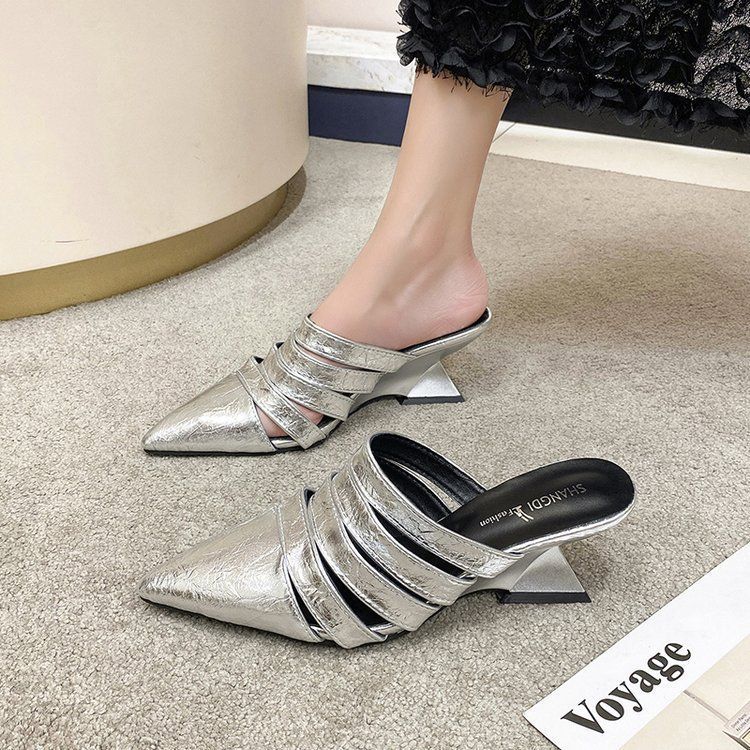 Damen elegante Sling Mules mit geometrischem Design R&B