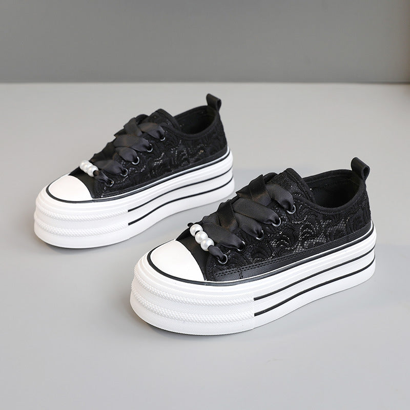 Damen Plateausneaker mit elegantem Spitzen-Design und modischen Akzenten R&B