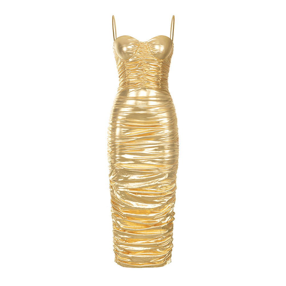 Damen Glamouröses Langarmkleid mit figurbetontem Schnitt und eleganter Raffung R&B