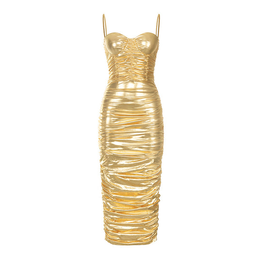 Damen Glamouröses Langarmkleid mit figurbetontem Schnitt und eleganter Raffung R&B