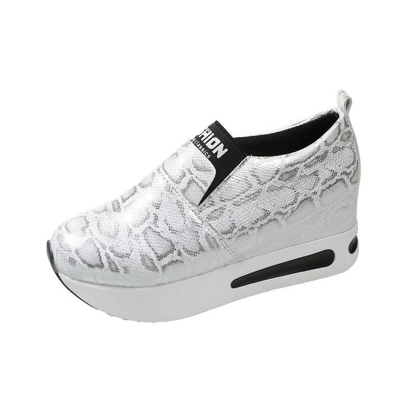 Damen Wedge-Sneaker im modernen Schlangenleder-Look mit bequemer Sohle R&B