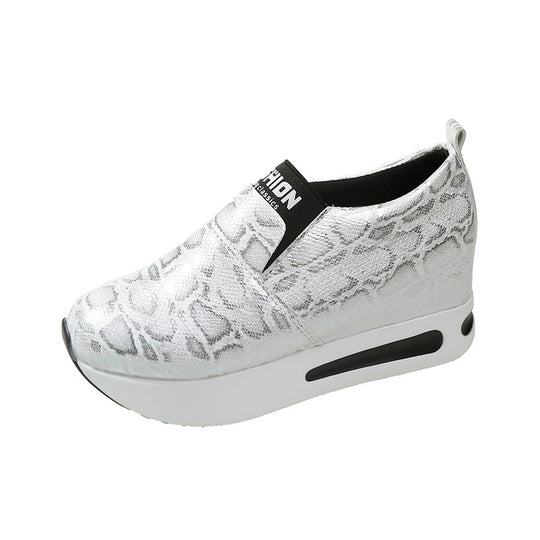 Damen Wedge-Sneaker im modernen Schlangenleder-Look mit bequemer Sohle R&B