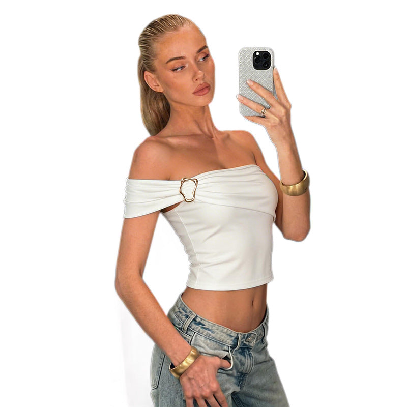 Damen Oberteil mit asymmetrischem Ausschnitt und dekorativem Knoten R&B