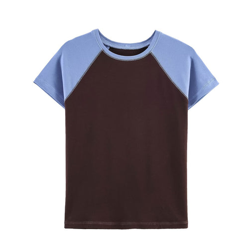 Damen Sportliches T-Shirt mit Kontrastärmeln und lässigem Schnitt R&B