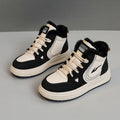 Damen modische High-Top Sneakers mit kuscheligem Fleecefutter und rutschfester Sohle R&B