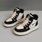 Damen modische High-Top Sneakers mit kuscheligem Fleecefutter und rutschfester Sohle R&B