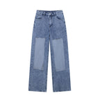 Damen weite Denim-Hose mit Patch-Design R&B