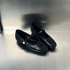 Damen elegante Ballerinas mit hochwertiger Lederoberfläche und modischen Riemen R&B