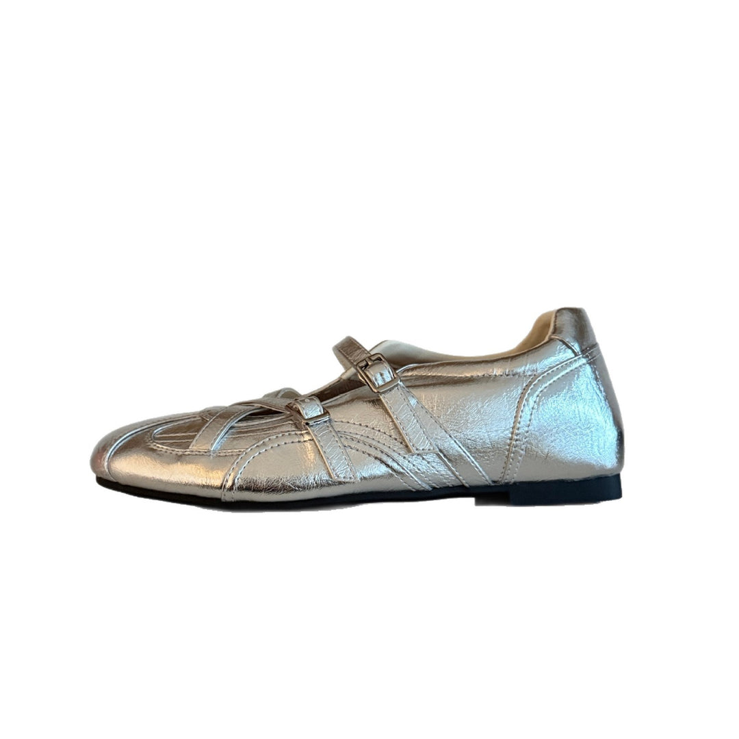 Damen modische und glänzende Sneakers mit verstellbaren Riemen und komfortablem Fußbett R&B