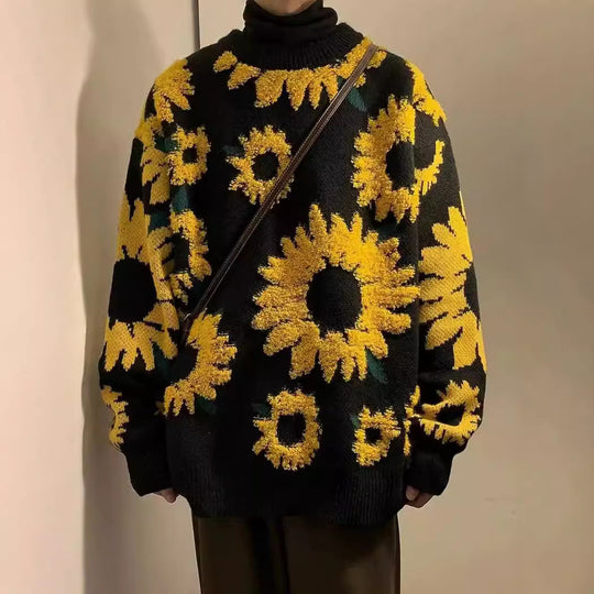 Damen Grobstrickpullover mit floralen Applikationen R&B