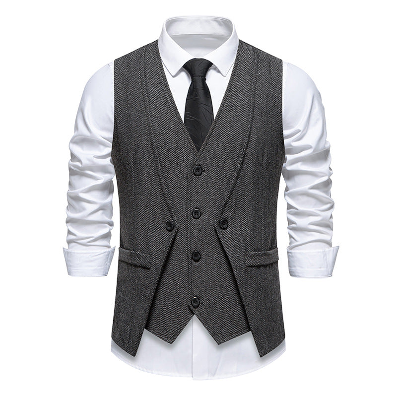 Herren elegante Anzugweste mit strukturiertem Hahnentritt R&B