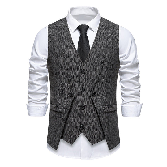 Herren elegante Anzugweste mit strukturiertem Hahnentritt R&B