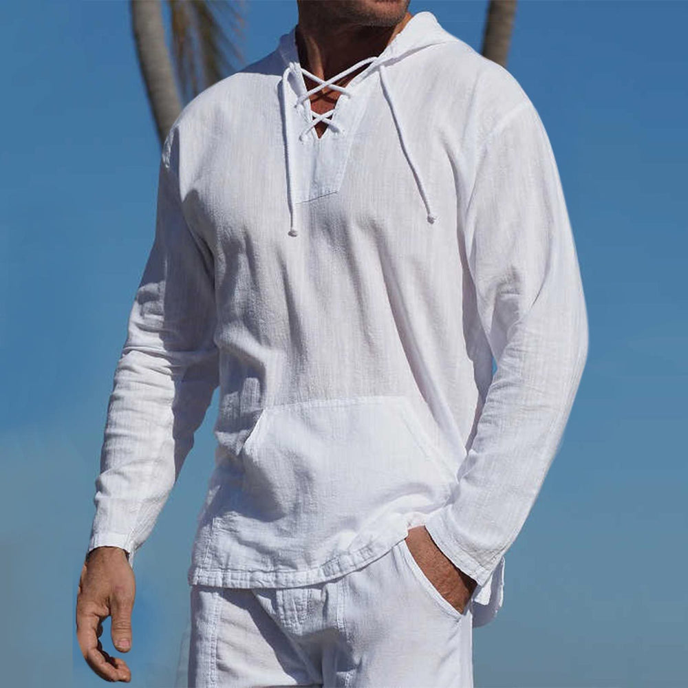 Damen lässiger Langarm-Hoodie mit Kängurutasche und Kapuze R&B