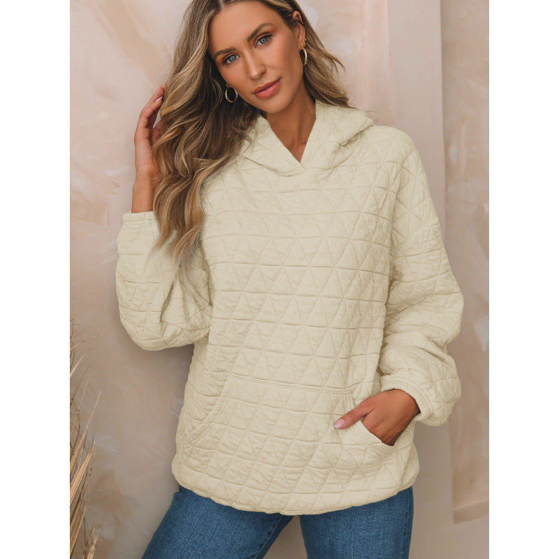 Damen gesteppter Kapuzenpullover mit praktischen Taschen R&B