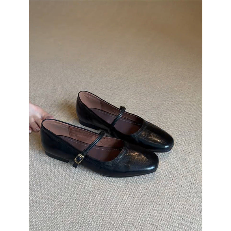 Damen elegante Ballerinas mit verstellbarem Riemen und komfortablem Blockabsatz R&B