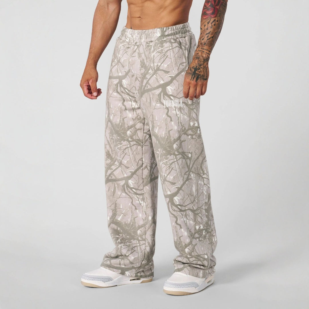 Herren nan weite Camouflage-Jogginghose mit elastischem Komfortbund und Oberschenkel-Logo R&B