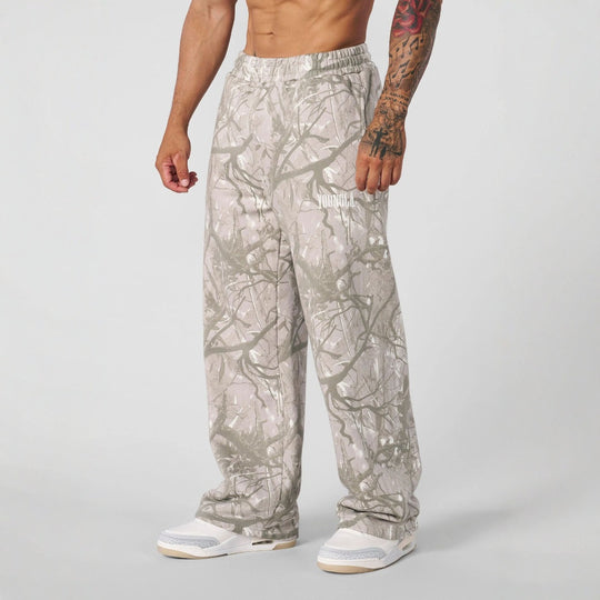 Herren nan weite Camouflage-Jogginghose mit elastischem Komfortbund und Oberschenkel-Logo R&B