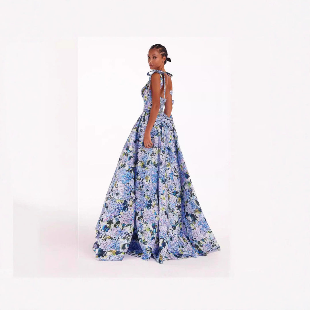 Damen Elegantes Maxikleid mit schulterfreien Trägern und floralem Print R&B