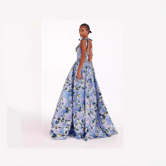 Damen Elegantes Maxikleid mit schulterfreien Trägern und floralem Print R&B