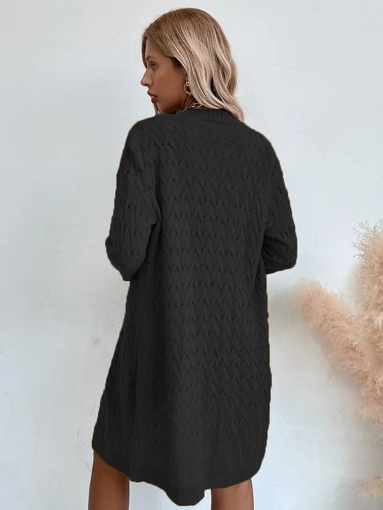 Damen Großer Strickmantel mit strukturiertem Muster und lässigem Schnitt R&B