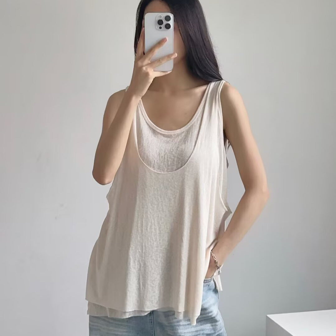Damen sportliches Tanktop mit asymmetrischem Rückendesign R&B